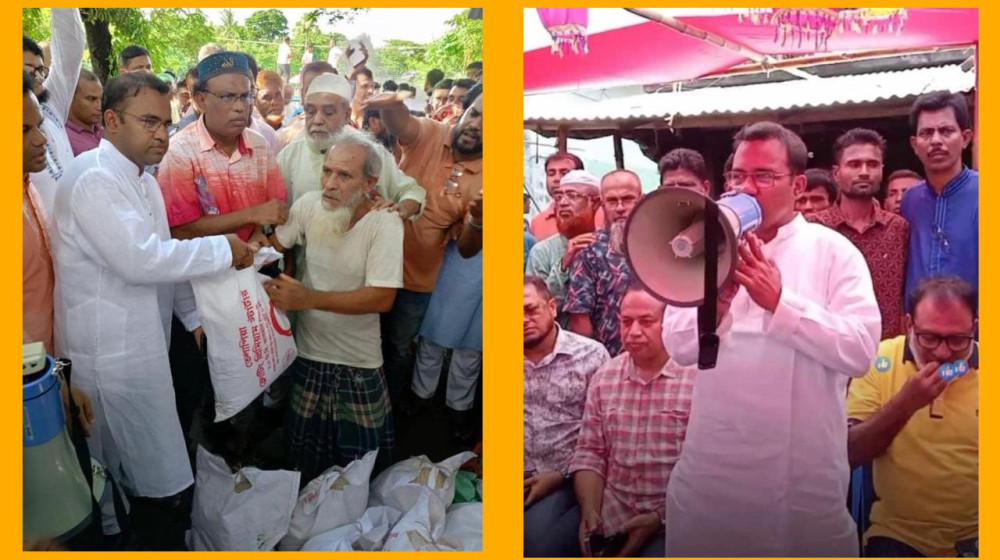 বন্যা কবলিত মানুষের পাশে ডক্টর খন্দকার মারুফ হোসেন।