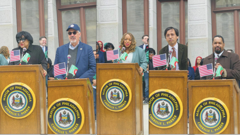স্বাধীনতা দিবসে ফিলাডেলফিয়া শহরে পতাকা উত্তোলন